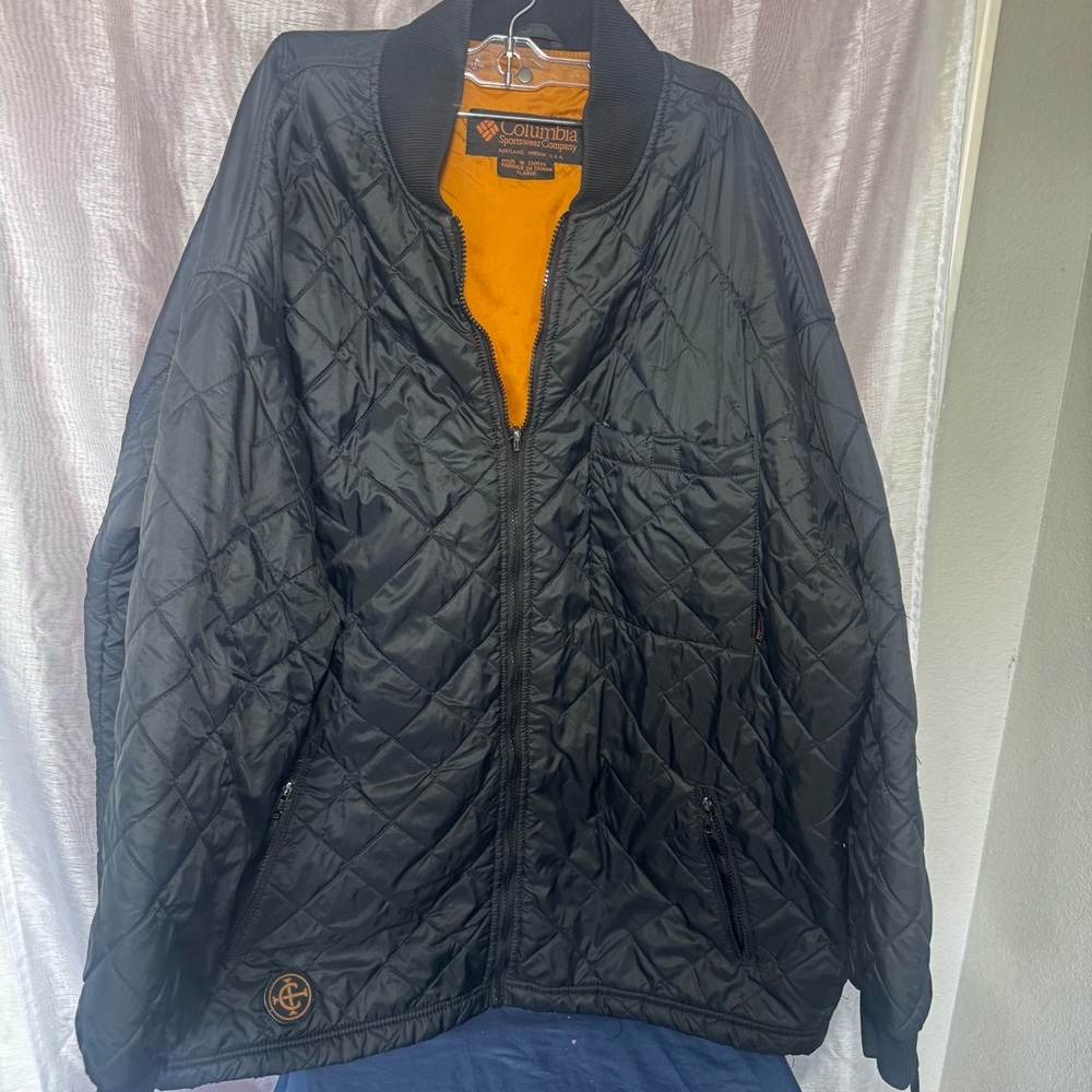 Columbia Black Bomber Jacket with Quilted Design
